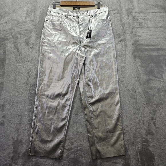 Express Metallic Pants Womens Size 10 Polyurethane Straight Leg High Rise NWT - Picture 1 of 10